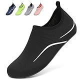 BARFULKER Badeschuhe Damen Herren Wasserschuhe Schwimmschuhe - Unisex Schnell Trocknend Aquaschuhe Leicht Strandschuhe Surfschuhe für Beach Pool Surfen Yoga, Schwarz, 43 EU