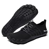 Racqua Wasserschuhe Damen Badeschuhe Herren Leichte schnell trocknende Schwimmschuhe Atmungsaktive Strandschuhe Barfuß Aqua Outdoor für Männer Frauen Schwarz EU43