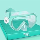 Kinder Taucherbrille 180° Panorama Kind Schnorchelmaske, Anti Nebel Tauchmaske gehärtetes Glas Schwimmmaske Junge Silikon Tauchermaske Mädchen Schwimmbrille mit Nasenabdeckung 4-16 (See Grüner)