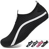 WateLves Badeschuhe Wasserschuhe Schwimmschuhe Damen Herren BarfußSchuhe Pool Sandstrand Tauchen Surfen BelüFtung Schnelltrocknend Unisex（Schwarz 40/41）